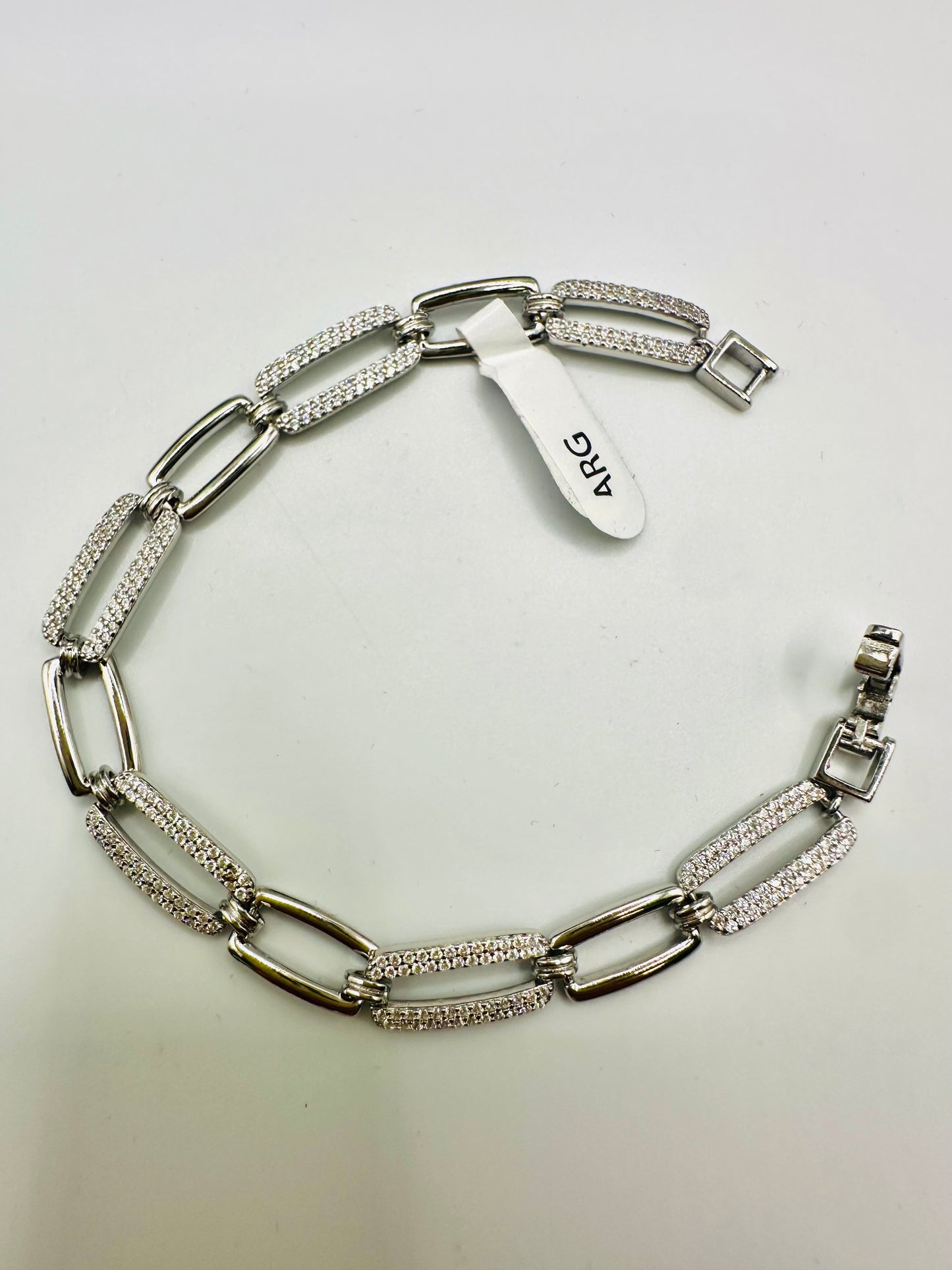 Bracelet Femme en Argent 925 – Design Rectangles et Perles Argentées