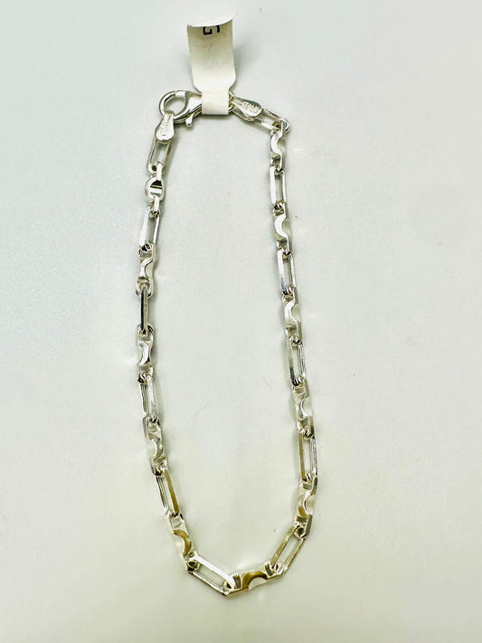 Bracelet homme en argent 925 maille alterné martelée