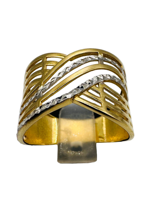 Bague ajourée entrelacée en Or Jaune 18 Carats
