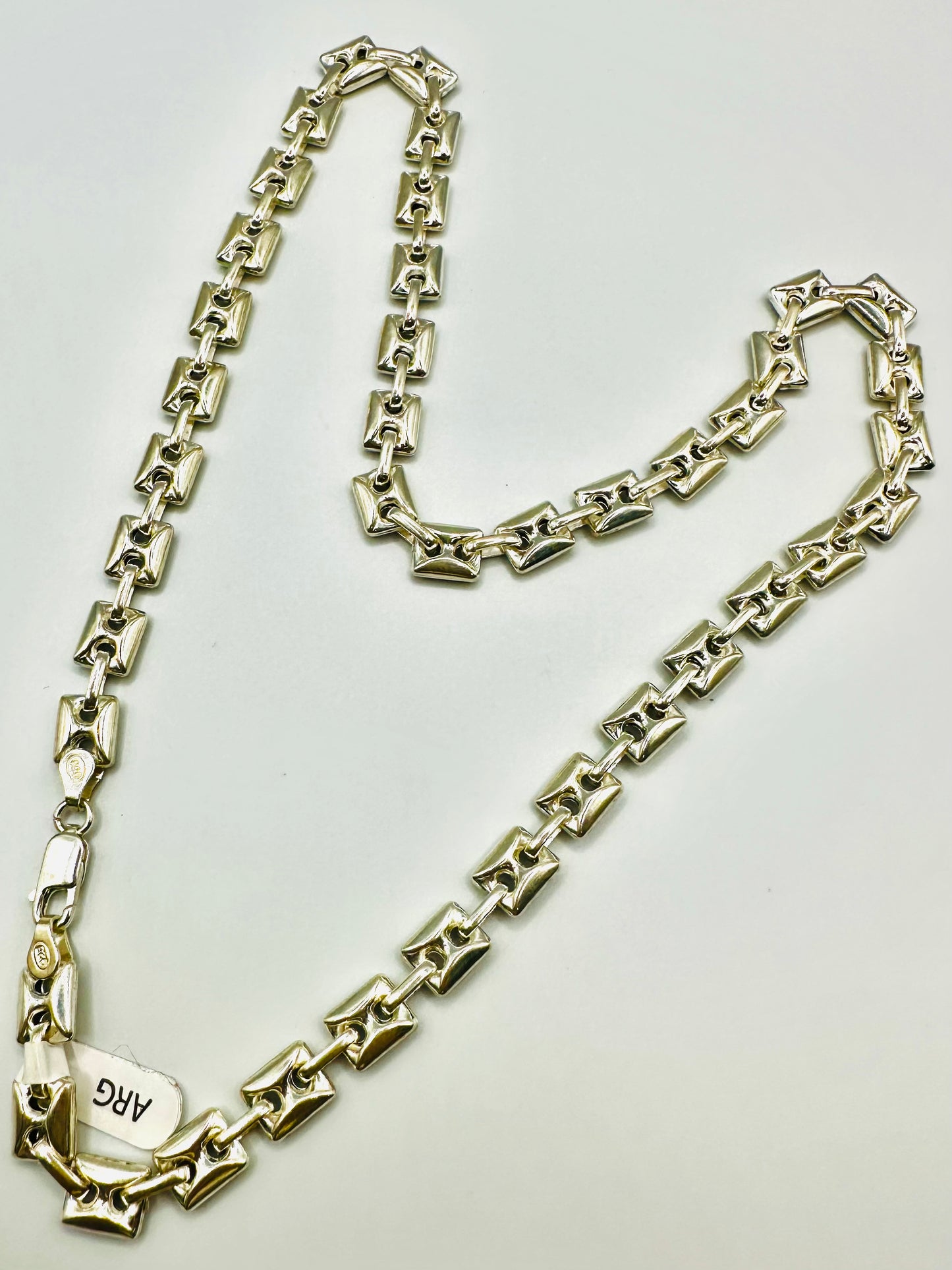 Chaine homme en argent 925 petites graine de café carrée