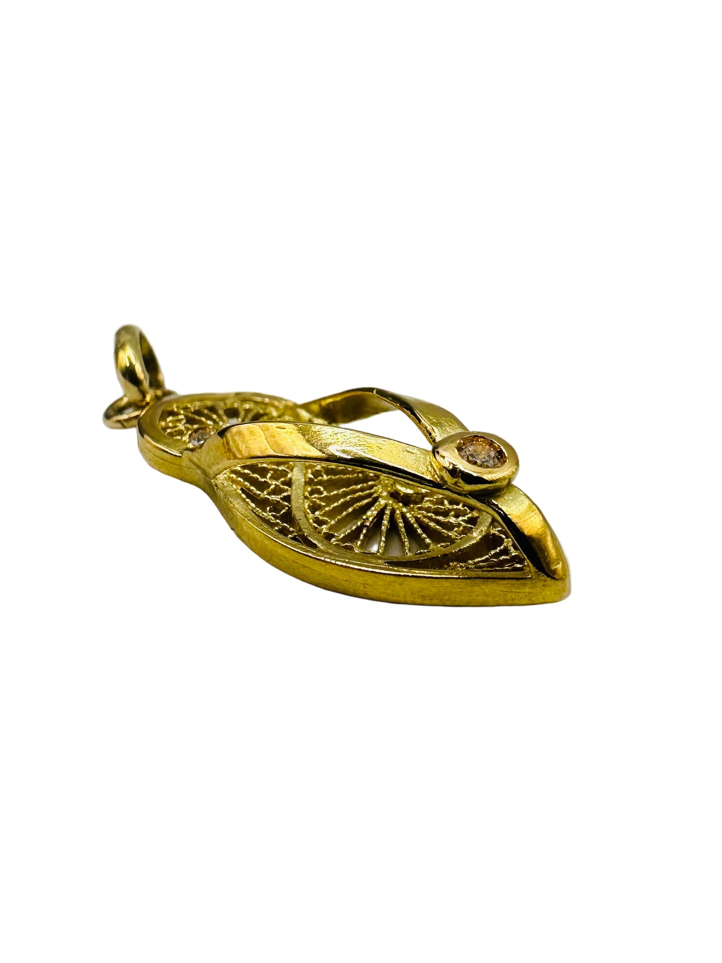 Pendentif tong / babouche en or 18 carats