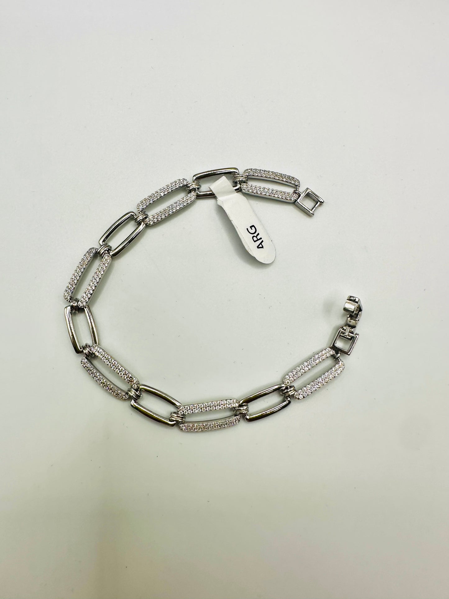 Bracelet Femme en Argent 925 – Design Rectangles et Perles Argentées