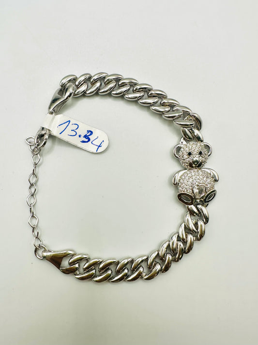 Bracelet Ourson & Perle En Argent 925