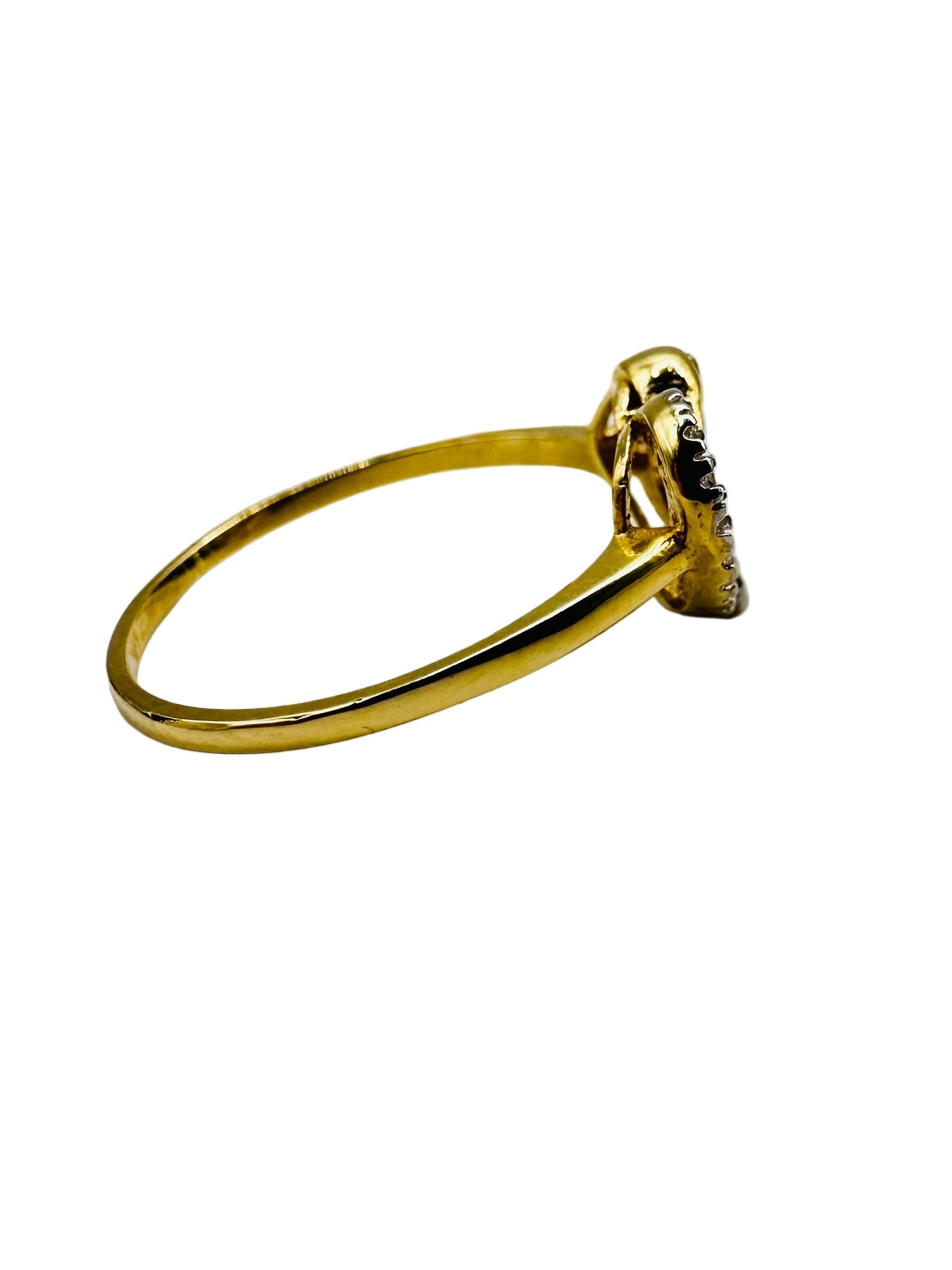 Bague Dauphin en Cœur Strassé en Or Jaune 18 Carats