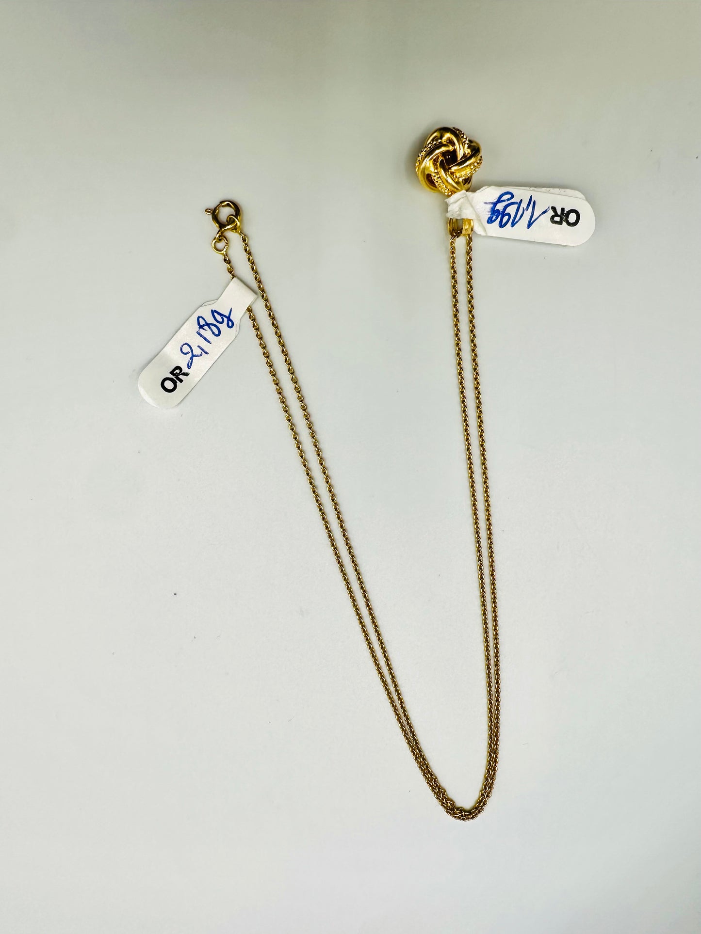 Chaîne & Pendentif Nœud d’Amour Algérien 🎗️Or 750/1000