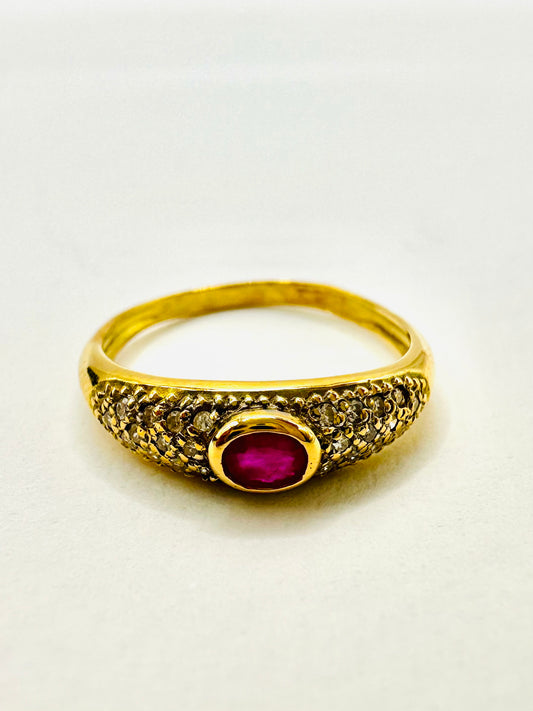 BAGUE JONC RUBIS ET DIAMANTS Or 750/1000