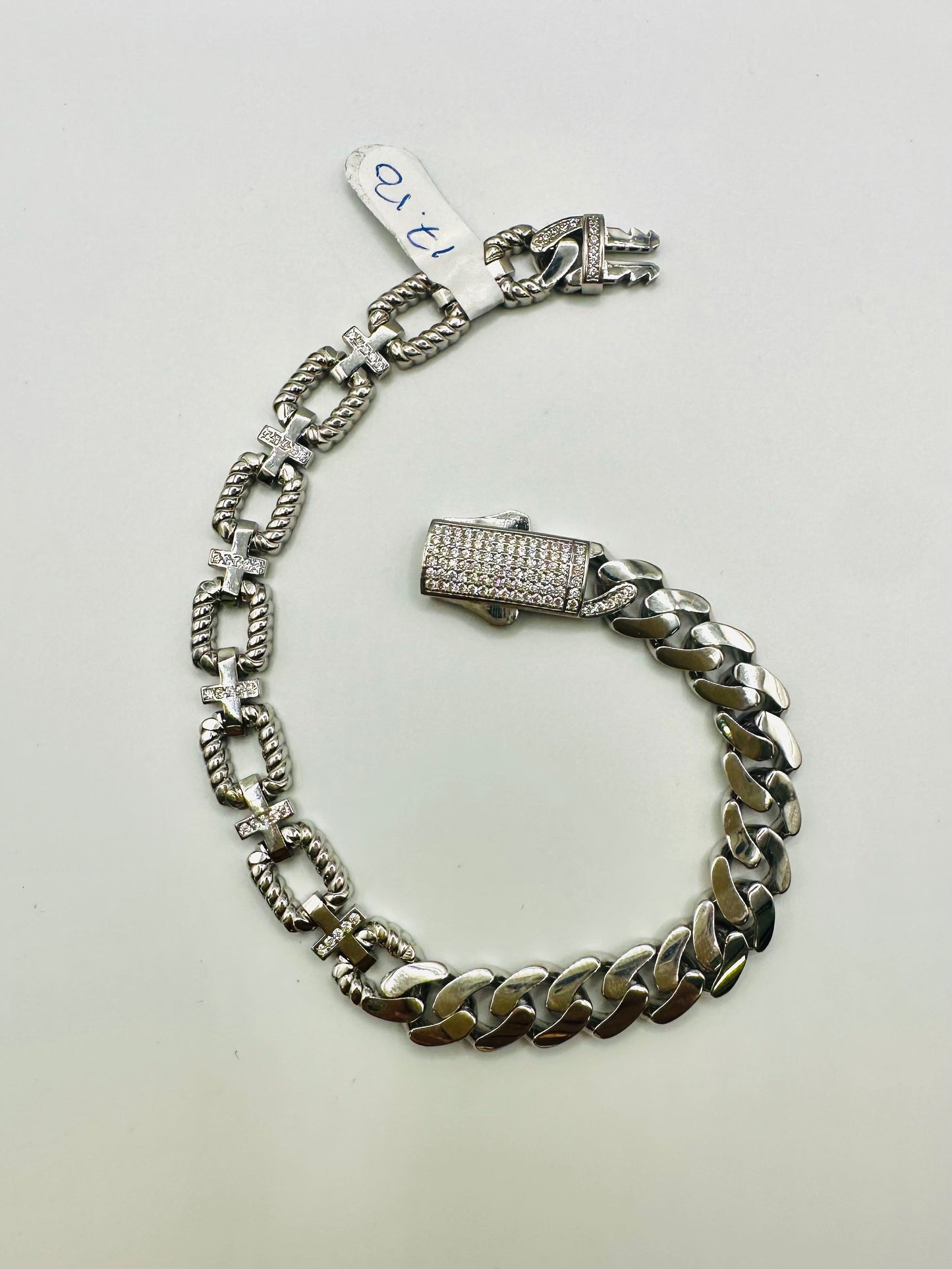 Bracelet Femme en Argent 925 – Design Mixte Rectangles & Maille Monaco