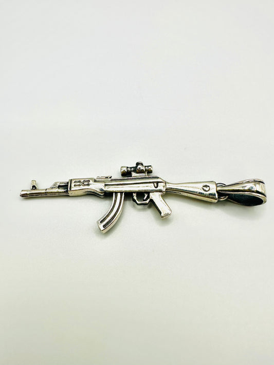 PENDENTIF HOMME Kalashnikov en argent 925