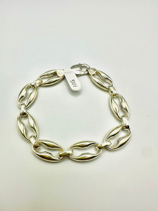 Bracelet homme en argent 925 maille graine de café angulaire