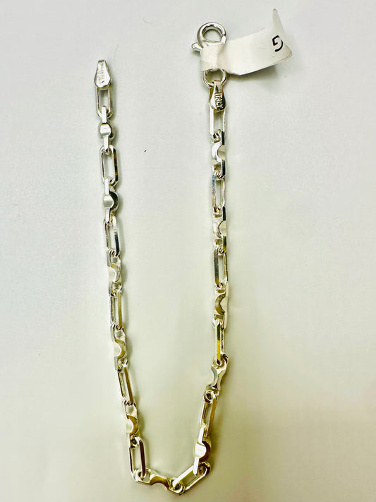 Bracelet homme en argent 925 maille alterné martelée