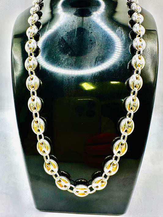 Chaîne homme en argent 925 grandes graines de café