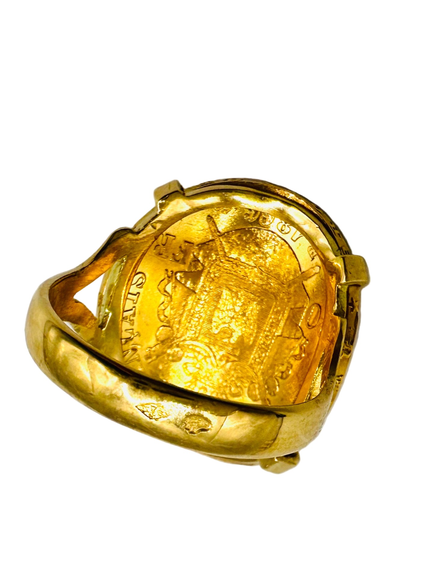 Bague Porte-Pièce Courbée “Napoléon Empire” – Or 18 et 21 carats ~ 4 griffes