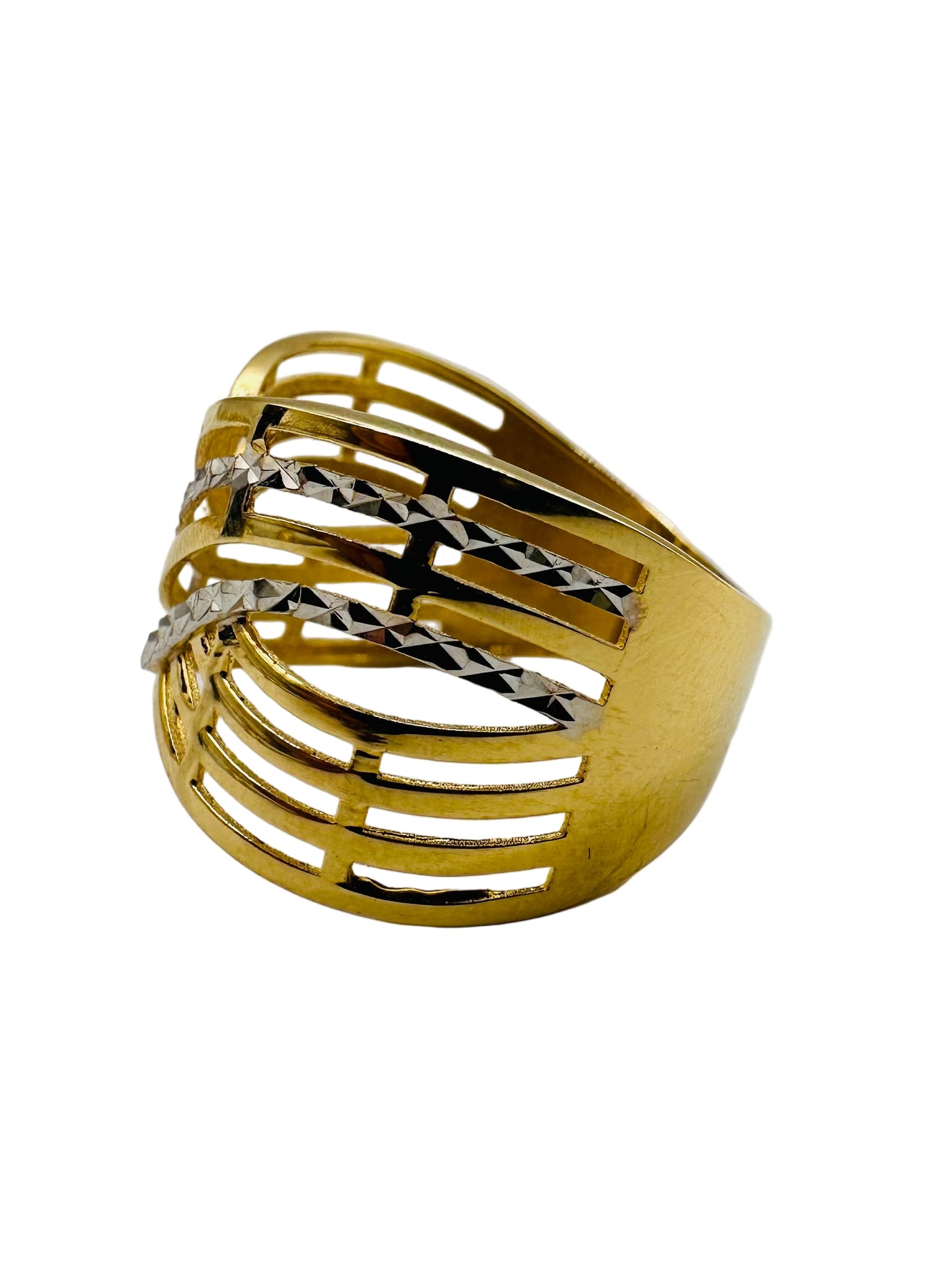 Bague ajourée entrelacée en Or Jaune 18 Carats