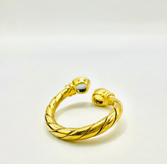 BAGUE DOUBLE PIERRE REGLABLE OR 750/1000