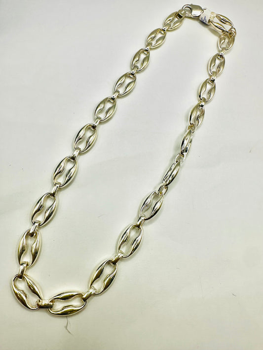 Chaîne en argent 925 graine de café angulaire