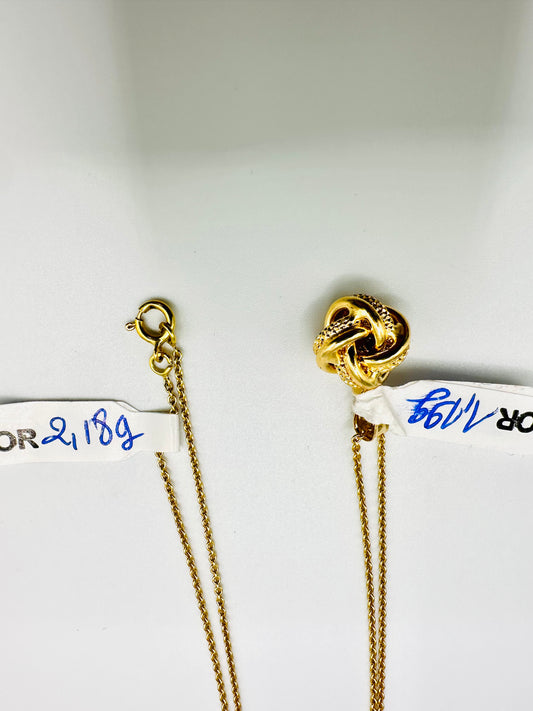 Chaîne & Pendentif Nœud d’Amour Algérien 🎗️Or 750/1000