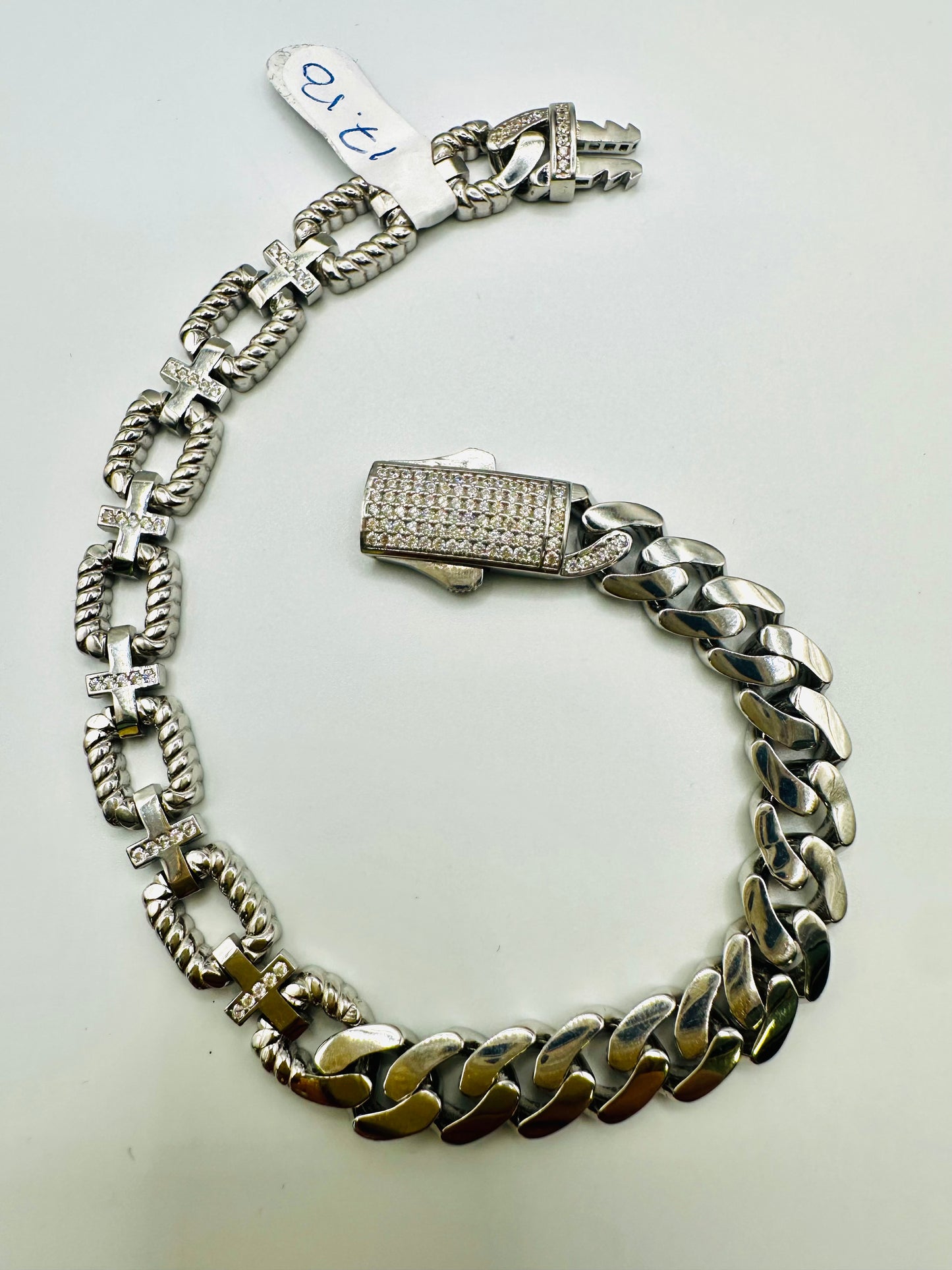 Bracelet Femme en Argent 925 – Design Mixte Rectangles & Maille Monaco