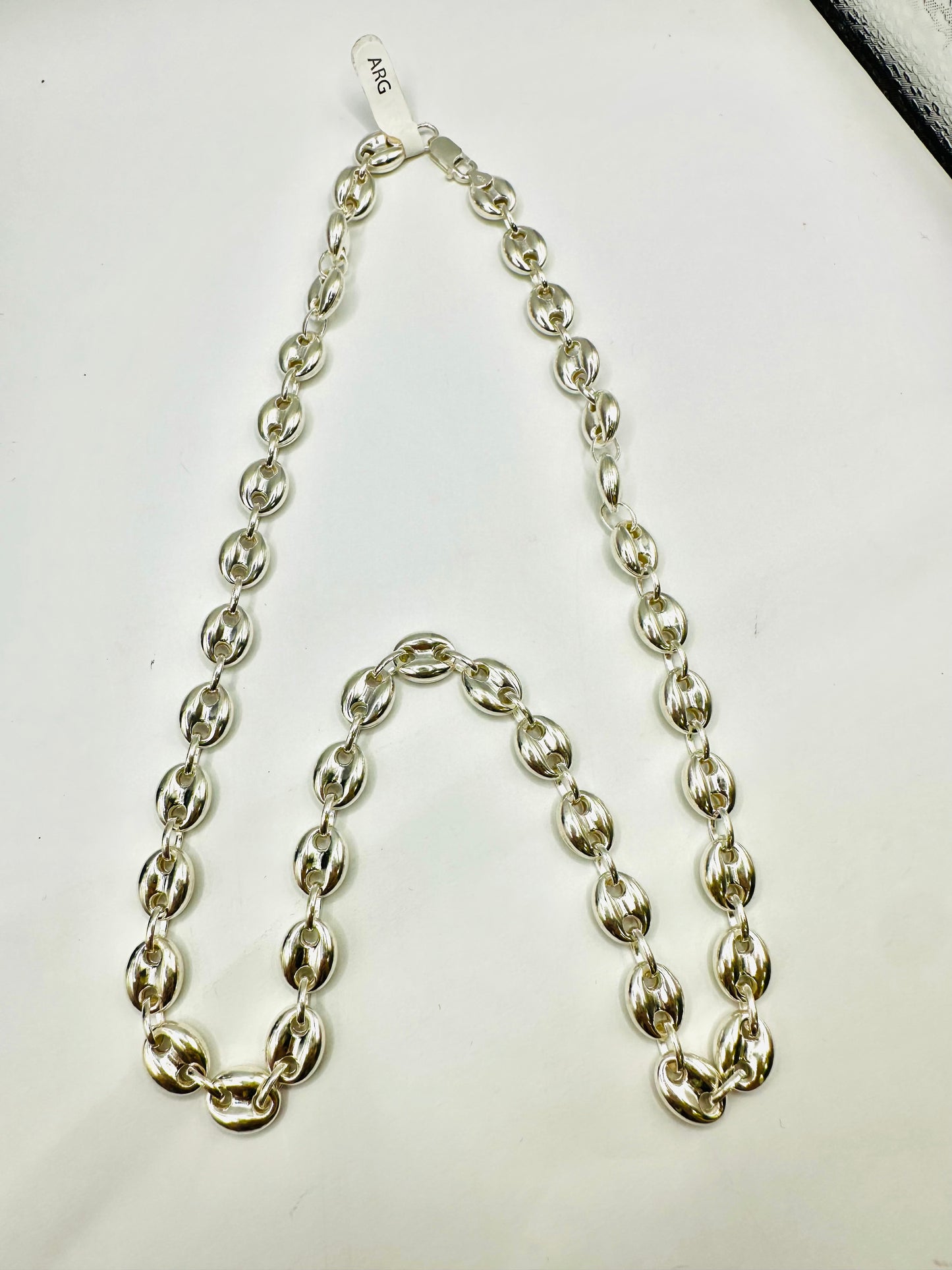 Chaîne homme en argent 925 grandes graines de café