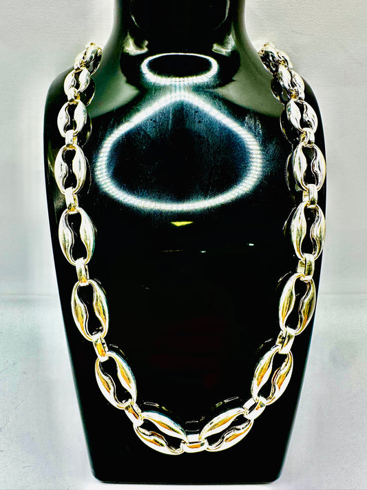 Chaîne en argent 925 graine de café angulaire