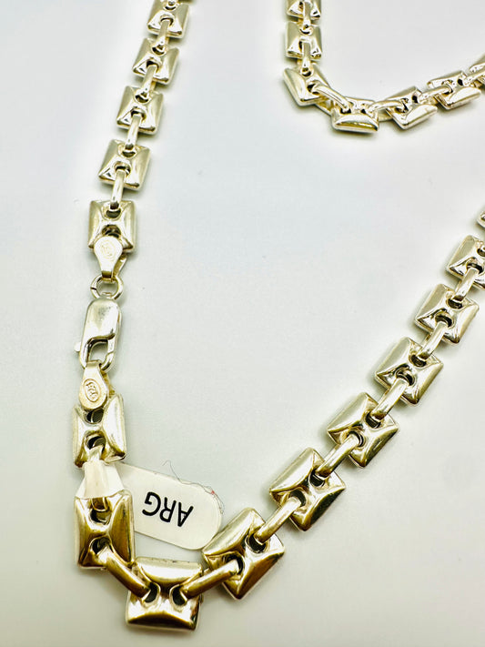 Chaine homme en argent 925 petites graine de café carrée