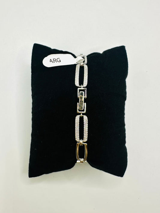 Bracelet Femme en Argent 925 – Design Rectangles et Perles Argentées