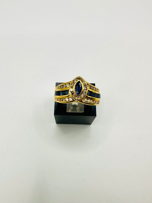 Bague diamant et Saphir or 750/1000
