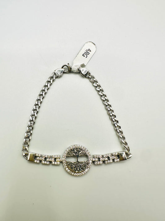 Bracelet Gourmette “Arbre de Noah Perlée ”  En Argent 925