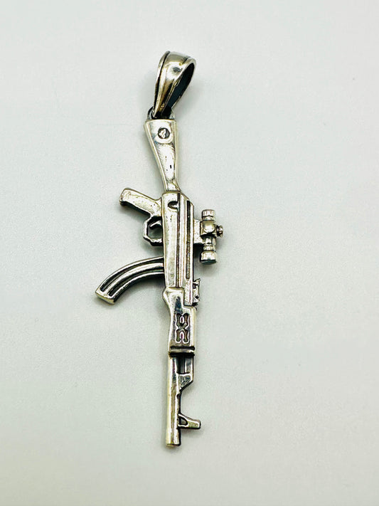 PENDENTIF HOMME Kalashnikov en argent 925