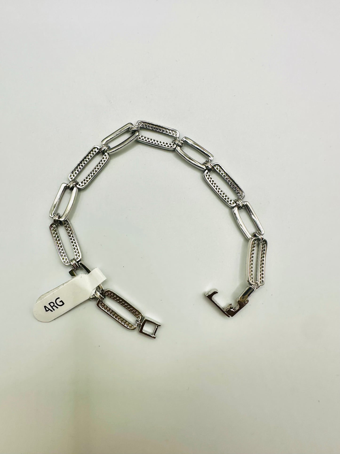 Bracelet Femme en Argent 925 – Design Rectangles et Perles Argentées