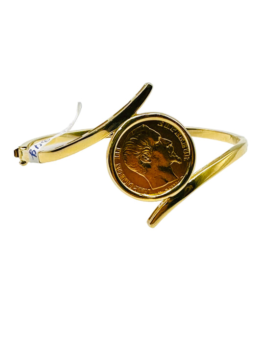 Bracelet porte-pièce « Napoléon »Or 18K & Pièce 20 Francs Or 21,6K