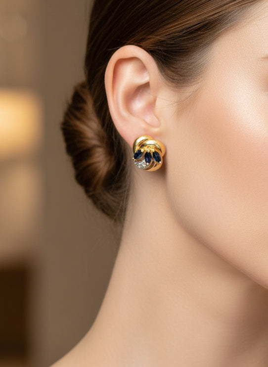 Boucles D’oreilles Saphirs Or 750/1000