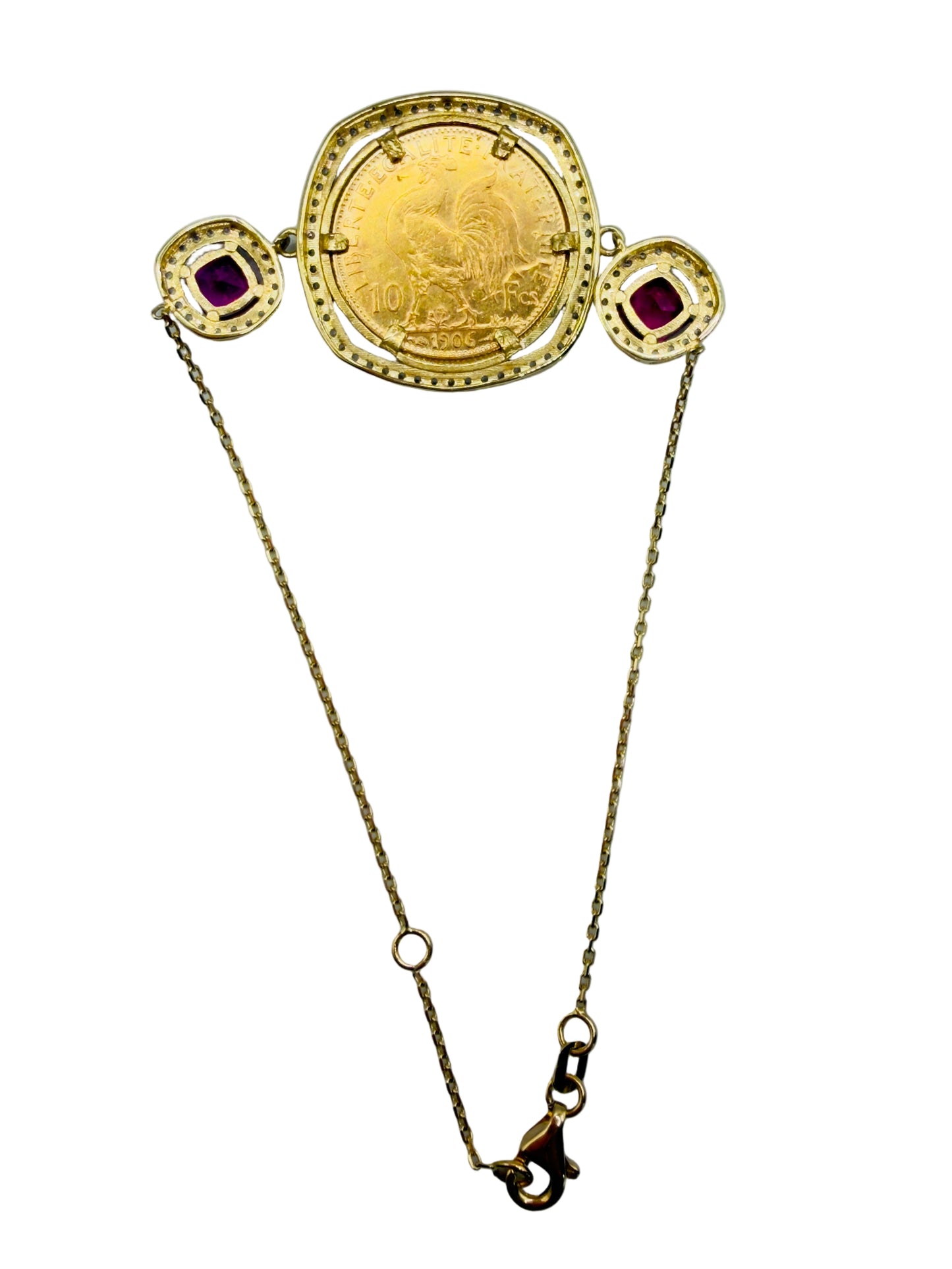 Bracelet Porte pièce 10 Francs Marianne Or 21,6 & 18 Carats