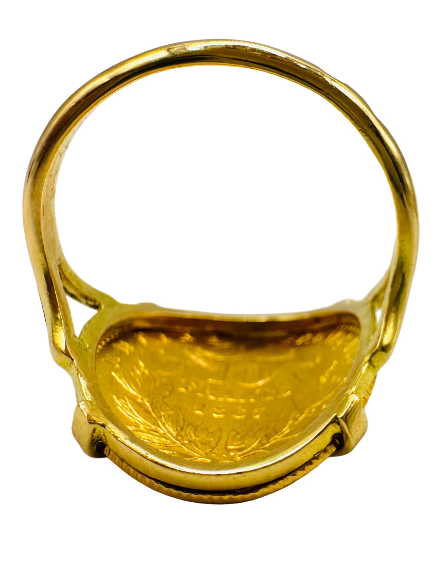 Bague Porte-Pièce Courbée “Napoléon 10 francs” – Or 18 et 21carats ~ 4 griffes
