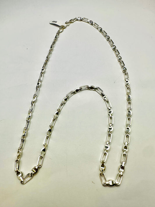 Chaîne en argent 925 maille alternée martelée