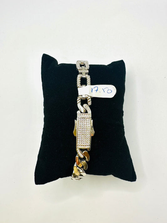 Bracelet Femme en Argent 925 – Design Mixte Rectangles & Maille Monaco