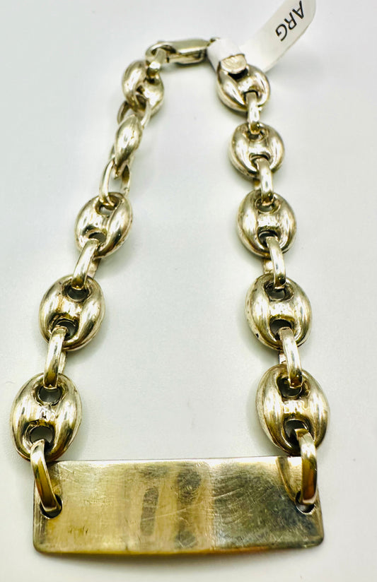 Bracelet homme en argent 925 graine de café personnalisable