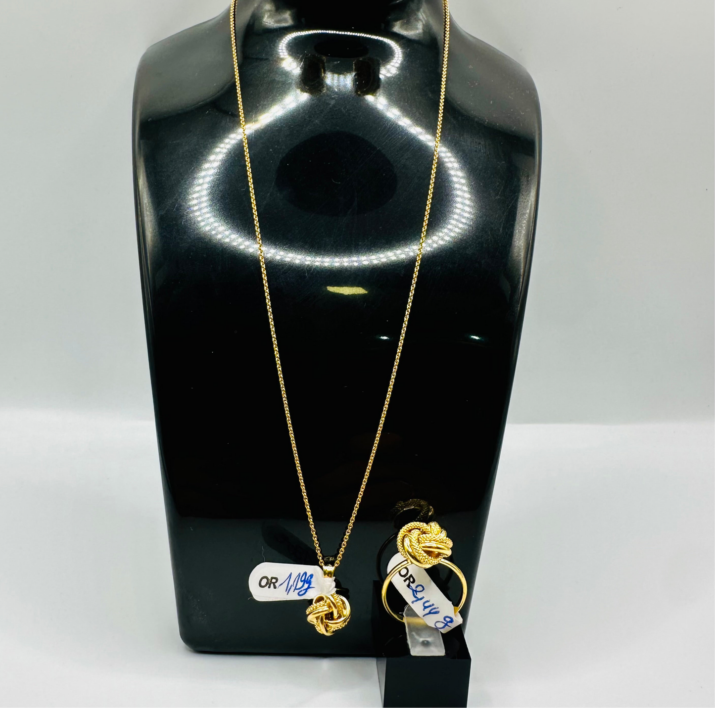 Chaîne & Pendentif Nœud d’Amour Algérien 🎗️Or 750/1000