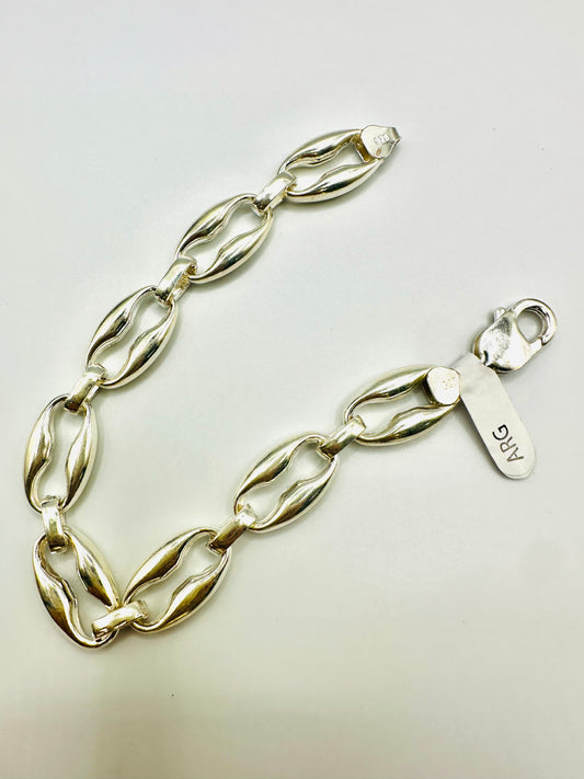 Bracelet homme en argent 925 maille graine de café angulaire