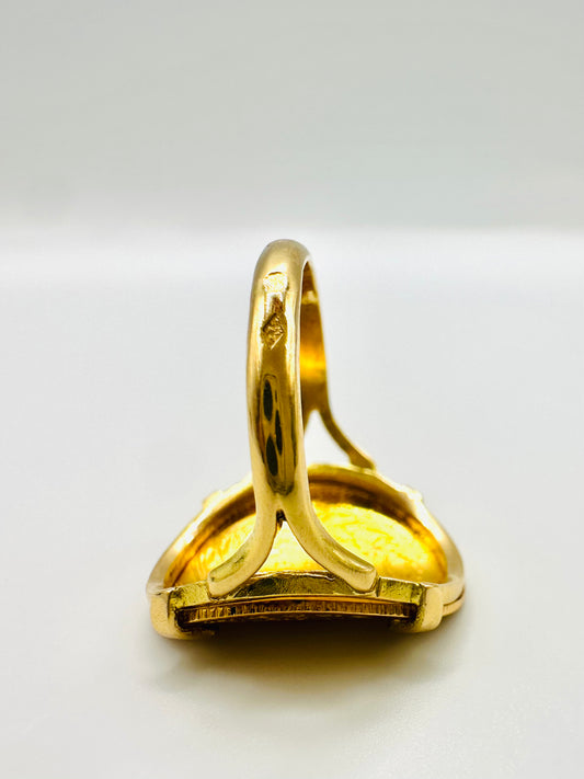 Bague Porte-Pièce Courbée “Napoléon 10 francs” – Or 18 et 21carats ~ 4 griffes