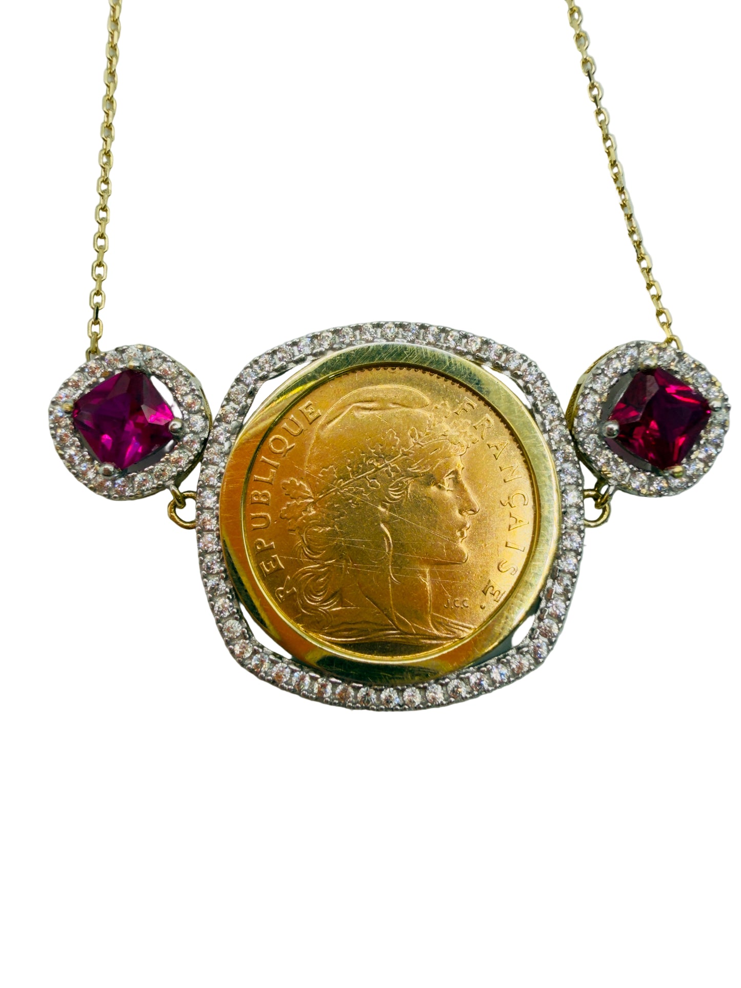 Bracelet Porte pièce 10 Francs Marianne Or 21,6 & 18 Carats