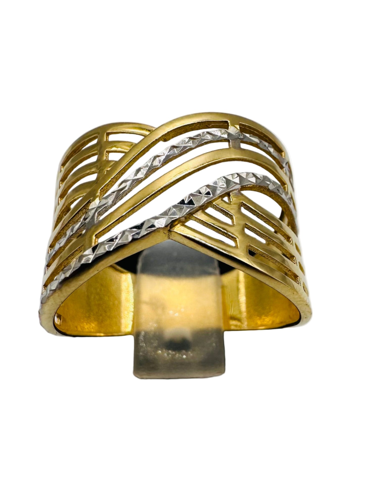 Bague ajourée entrelacée en Or Jaune 18 Carats