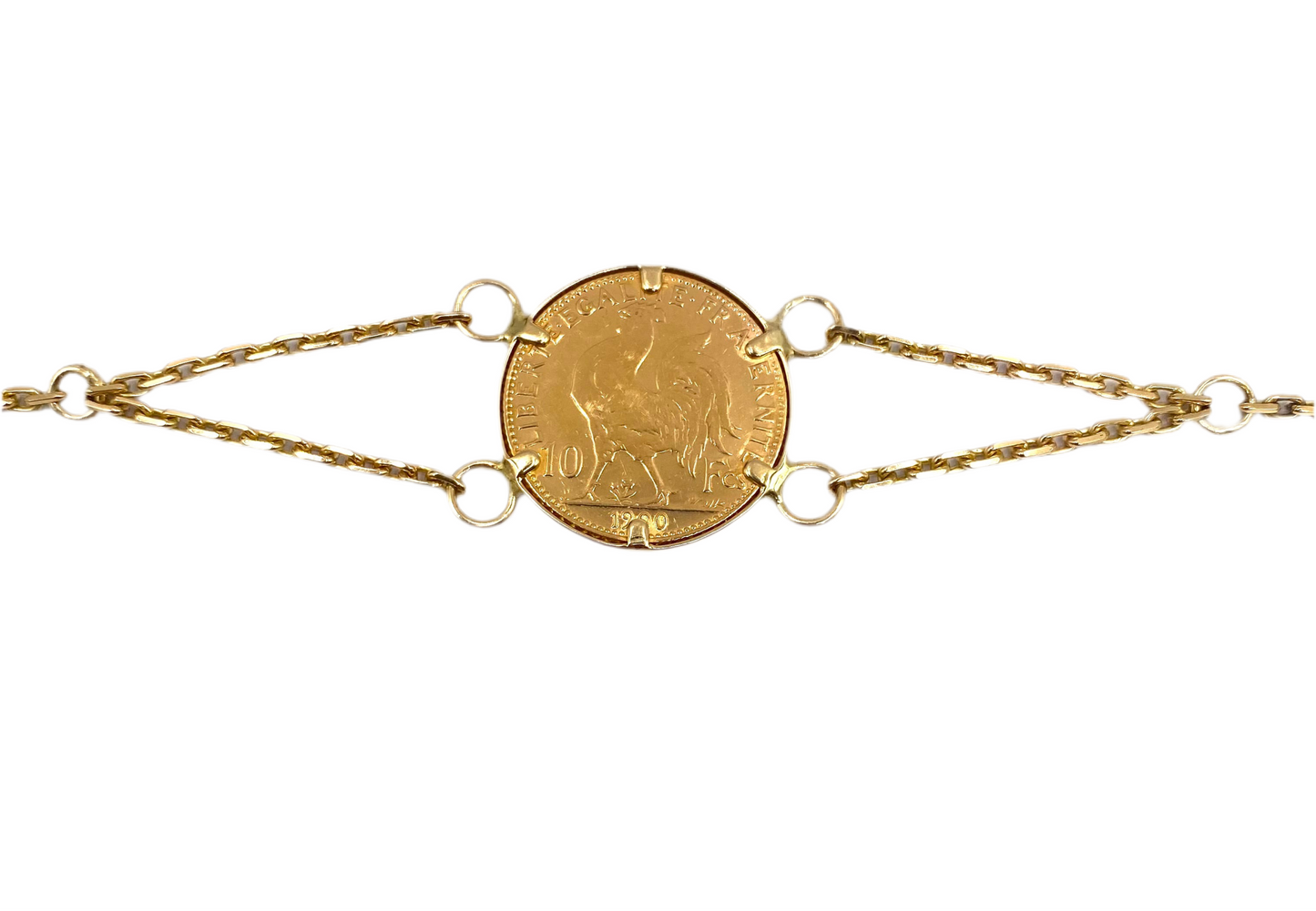 Bracelet en Or 18 Carats avec Pièce 10 Francs Marianne