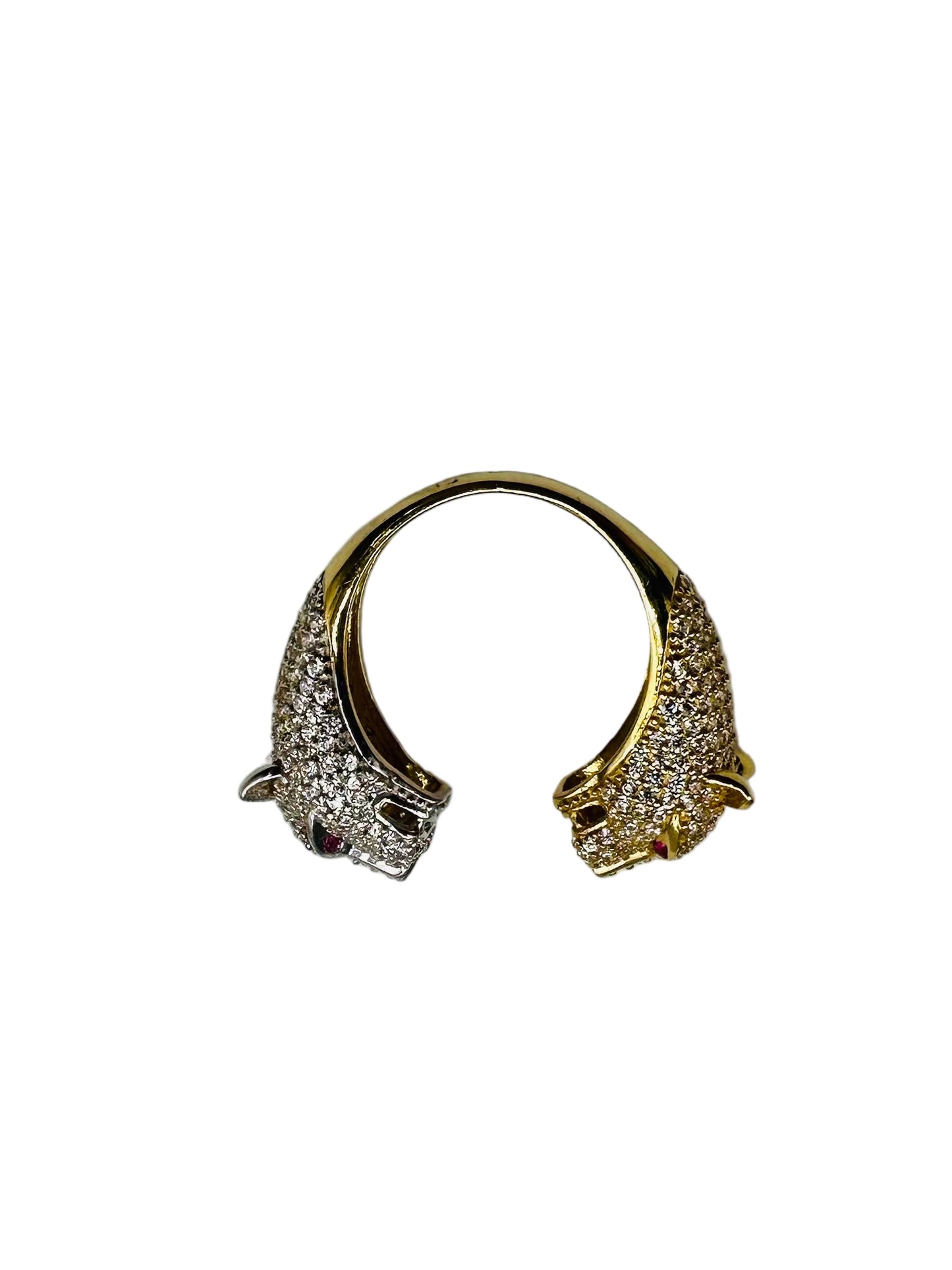 Bague double tête de panthère 🐆 Ajustable en or 18 carats