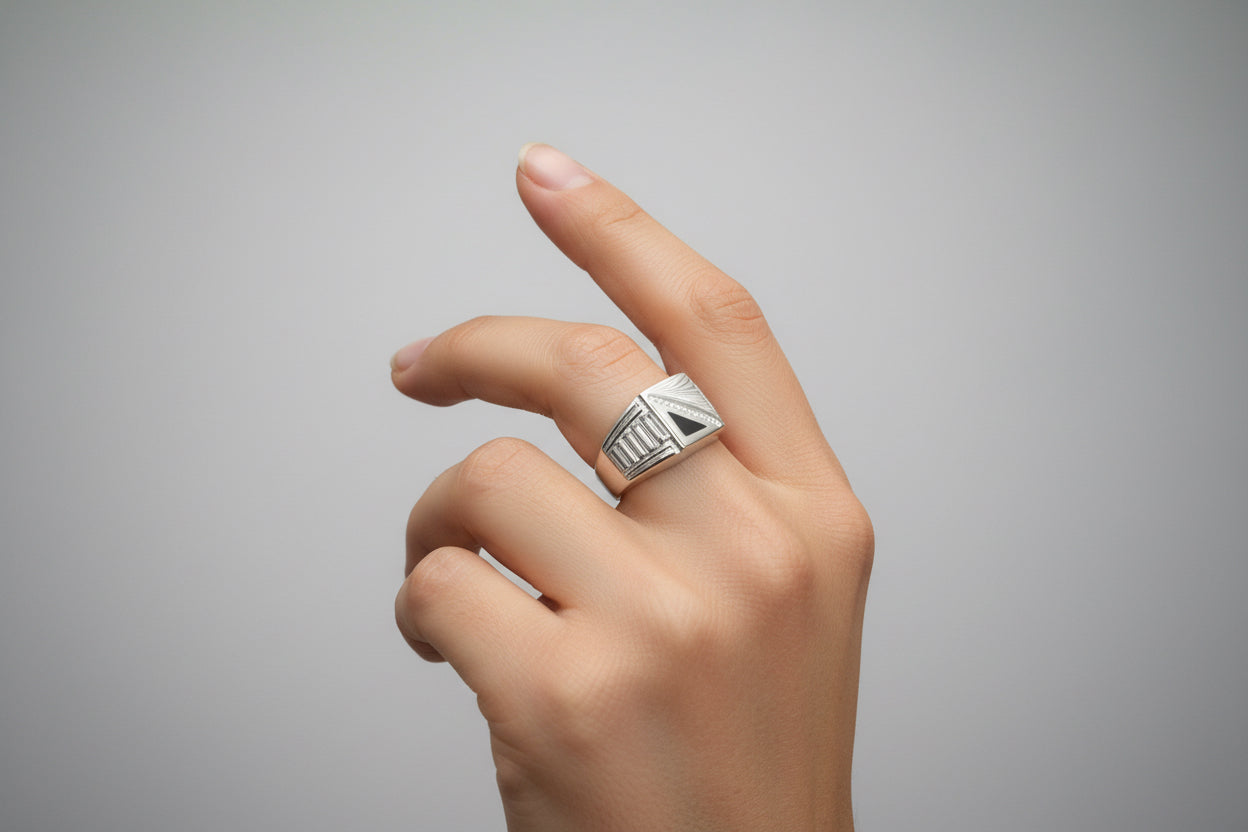 Chevalière￼ en argent, 925/1000