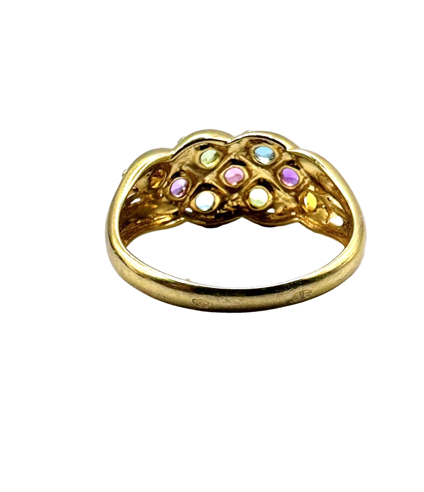 Bague avec 9 pierres précieuses colorées Or 18K