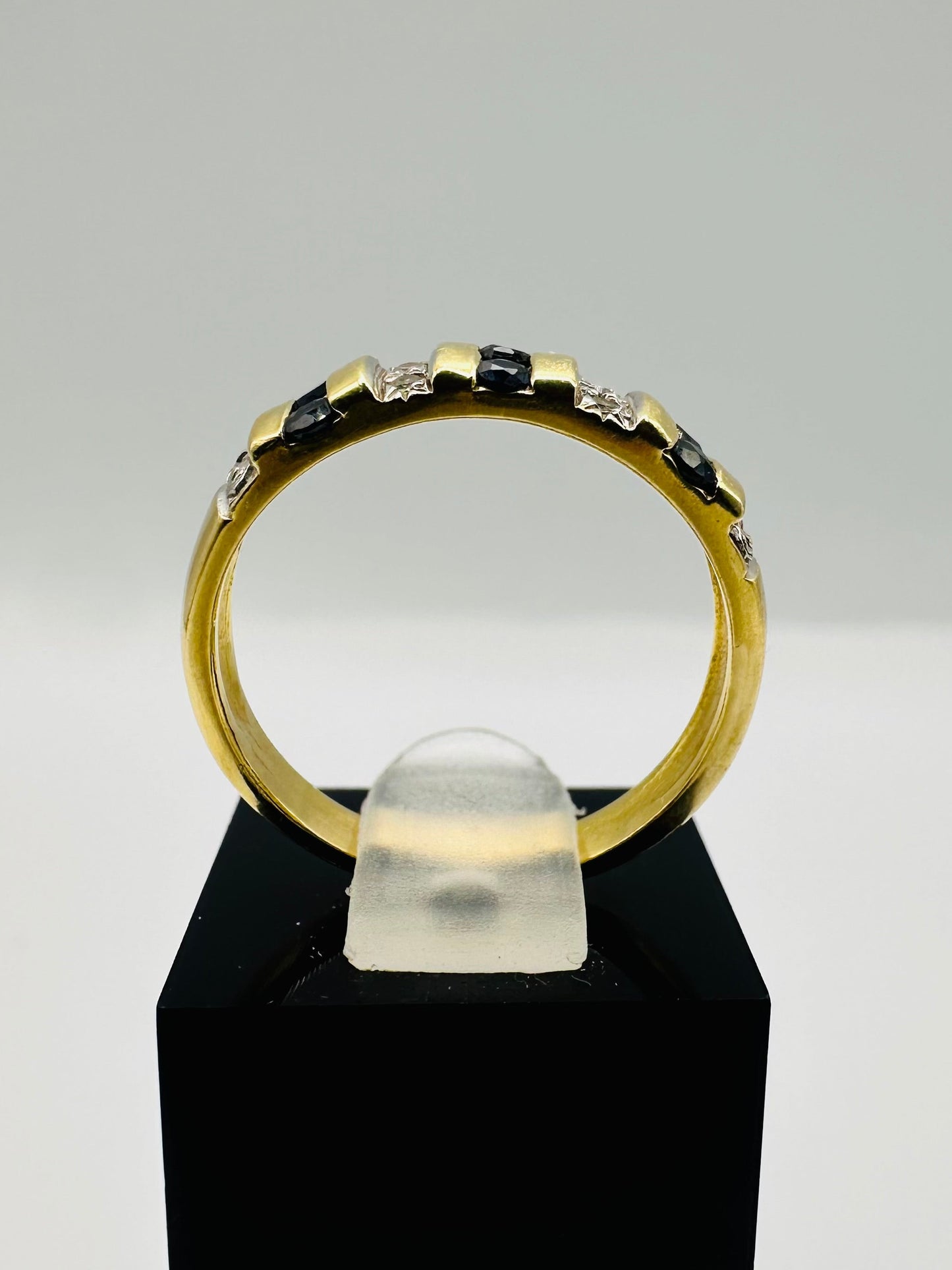 Alliance Demi Jonc Saphir et Diamants Or 750/1000