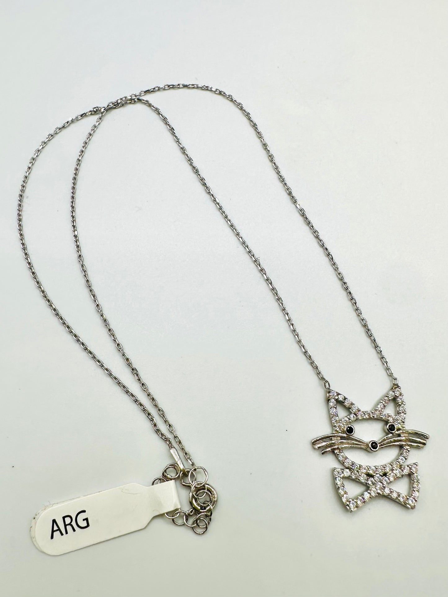 Chaîne en argent 925 avec pendentif chat