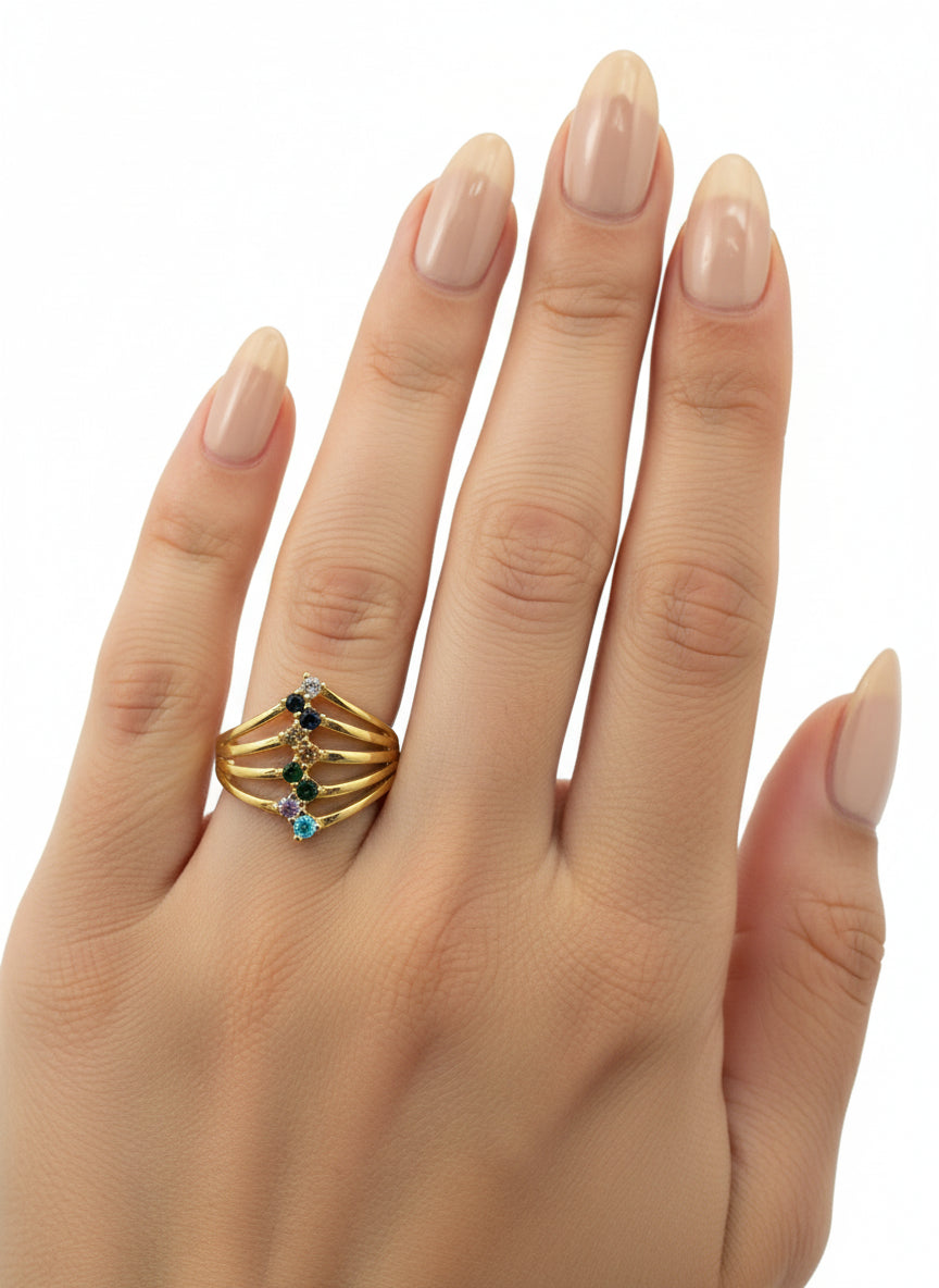 Bague Multicolore en Or Jaune 18 Carats