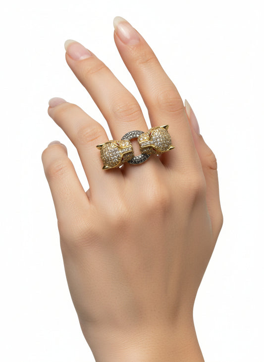 Bague double tête de panthère 🐆 en Or 18 carats
