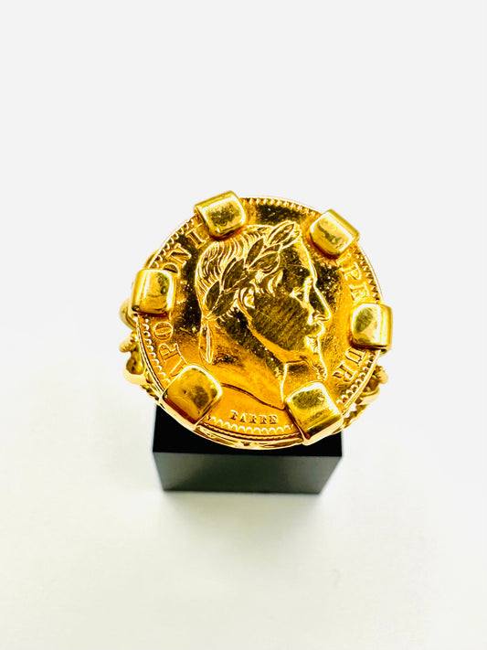 Bague Porte-Pièce “Napoléon” – Or 18 et 21 carats ~ 6 griffes
